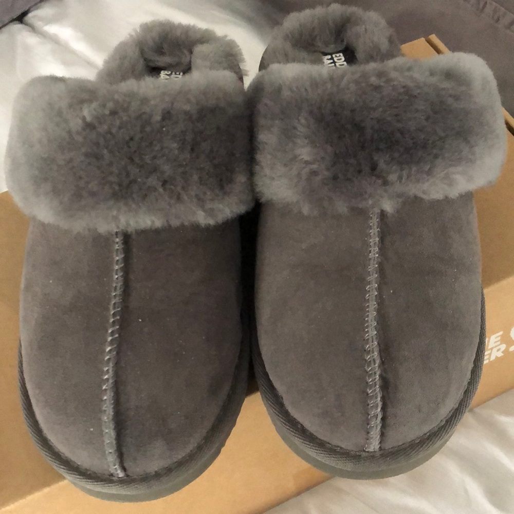 Eddie Bauer Gray Sheepskin Slippers